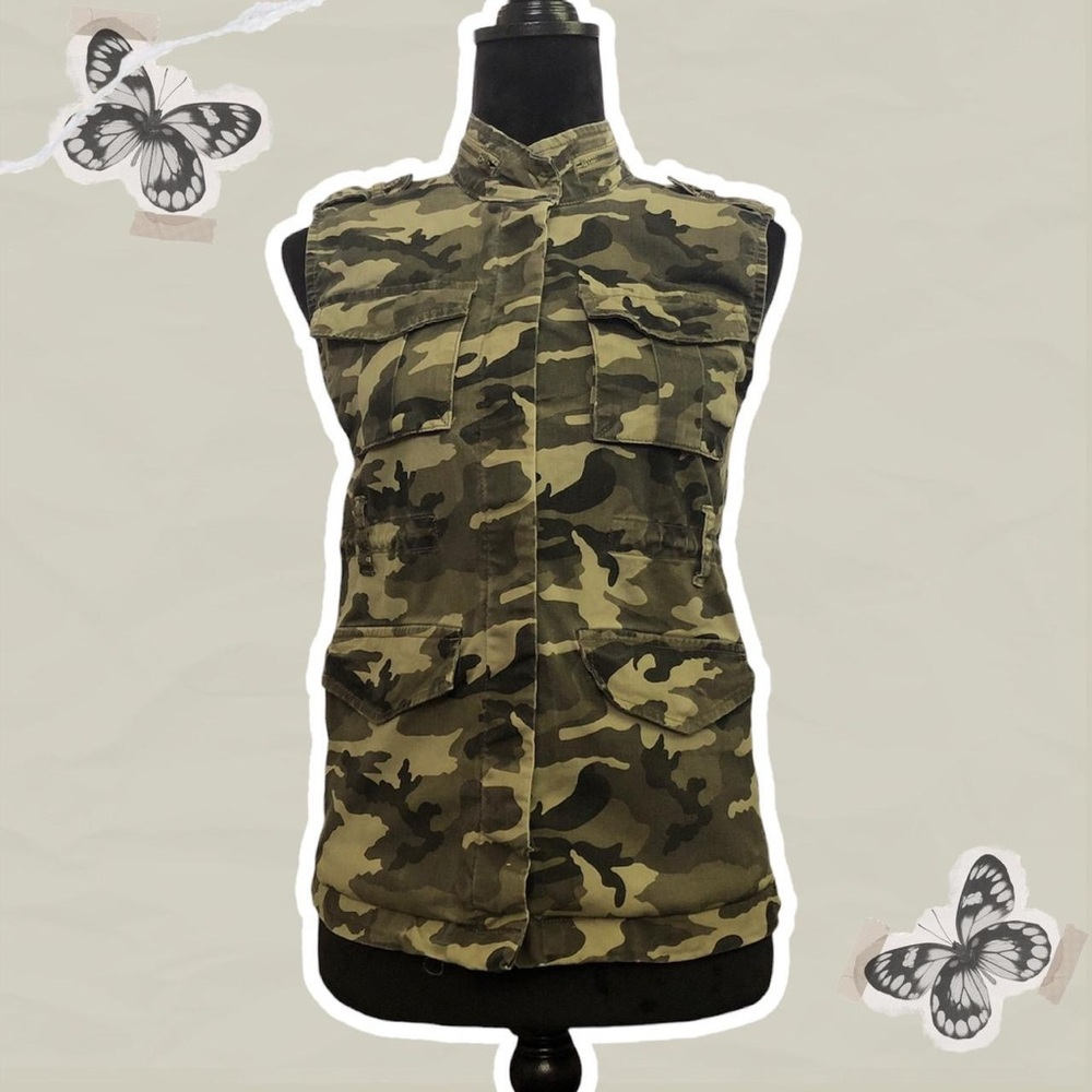 Tractr Brand Girls Size XL Green Camo Cinched Cargo Vest